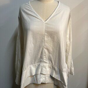 Blanque Off White V Neck Layered Hem Top